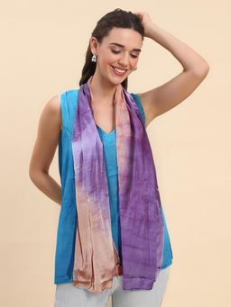 La Vastraa - Women Satin Ombre Dyed Scarf - Purple