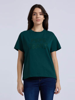 Pepe Jeans - Green Embellished Short Sleeve T-Shirt