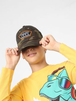 Jack & Jones Junior - Boys Green Camo Print Baseball Cap