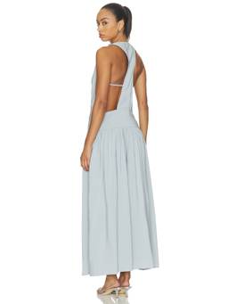 4th & Reckless - Amel Women's Sleeveless Halter Neck Wrap Maxi Dress Blue