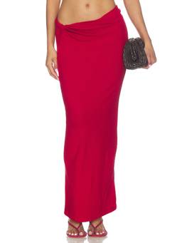 4th & Reckless - Sofi Women's Jersey Knit Twist Detail Maxi Skirt Red