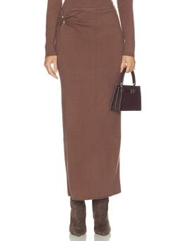 4th & Reckless - Oceane Women's Ruched Knit Maxi Skirt Brown