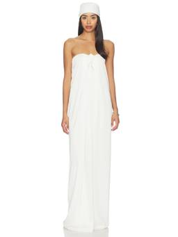 AWAVE Studio - Women'S Strapless Satin Maxi Dress White
