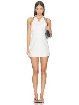 ALL THE WAYS - Evie Women's Button Front Tailored Mini Dress White