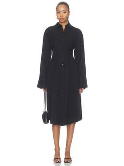ALL THE WAYS - Charitie Women's Button-Down Shirt Midi Dress Black