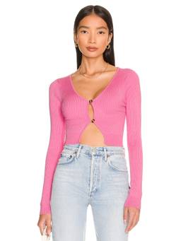 ALL THE WAYS - Varsity Women's V-Neck Rib Knit Pullover Sweater Off White