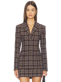 ALL THE WAYS - Tailored Fit Women's Checked Single-Breasted Blazer Brown