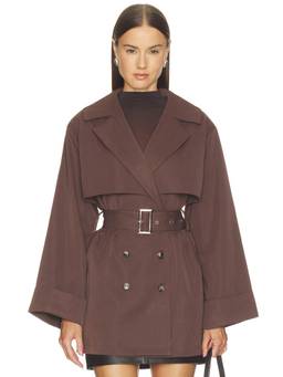 ALL THE WAYS - Blaire Women's Belted Gabardine Trench Coat Brown