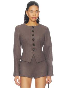 ALL THE WAYS - Callen Women's Tailored Button-Up Cropped Blazer Grey