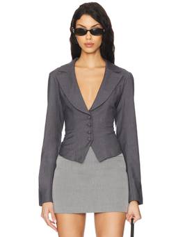 ALL THE WAYS - Short Sleeve Women's Lace-Up Back Tailored Blazer Black