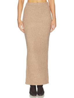 ALL THE WAYS - Elsie Women's Ribbed Knit Pull-On Maxi Skirt Beige