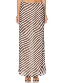 ALL THE WAYS - Jade Women's Striped Side Tie Maxi Skirt Beige