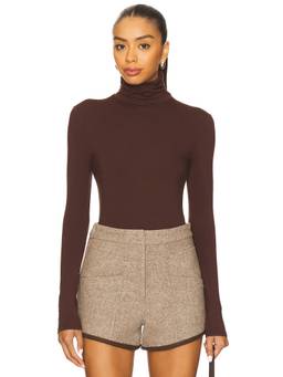 ALL THE WAYS - Maia Women's Stretch Jersey Turtle Neck Top Brown
