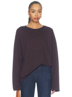 ALL THE WAYS - Lily Women's Striped Long Sleeve Jersey Top Navy Blue