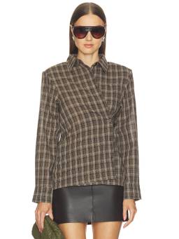 ALL THE WAYS - Ila Women's Checked Wrap Button-Down Shirt Brown