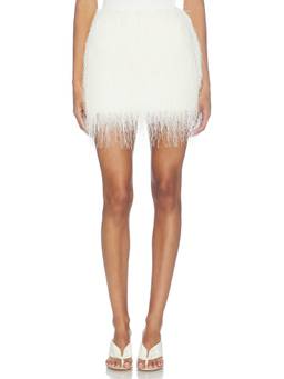 AEXAE - Fringe Women's Pull-On Elastic Waist Mini Skirt White