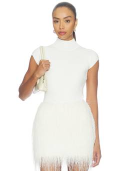 AEXAE - Women'S Ribbed Mock Neck Cap Sleeve Bodysuit White