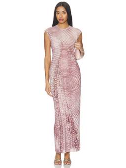 AFRM - Mylo Women's Croc Print Mesh Bodycon Maxi Dress Pink