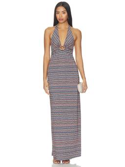 AFRM - Huston Women's Shiny Knit Halter Maxi Dress Multi-Color