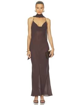 AFRM - Cheryl Women's Cowl Neck Strappy Maxi Dress Brown