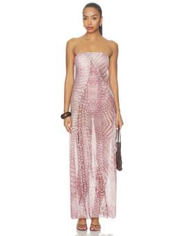 AFRM - Alfie Women's Strapless Mesh Bodycon Maxi Dress Pink