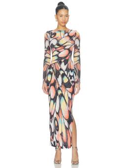 AFRM - Phyll Women's Abstract Print Side Slit Maxi Dress Multi-Color