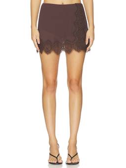 AFRM - Apollo Women's Lace Trim Mini Skirt Brown