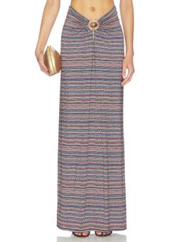 AFRM - Carr Shiny Knit Women's Ruched Maxi Skirt Multi-Color