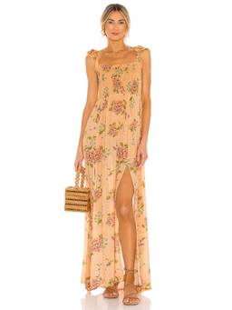 Agua Bendita - Basket Women's Striped Floral Embroidered Maxi Dress Off White