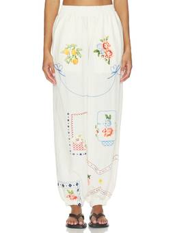 Agua Bendita - Toscana Basket Women's Elastic Waist Jogger Pants Off White