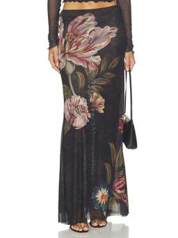 Agua Bendita - Brace Women's Floral Print Mesh Maxi Skirt Multi-Color