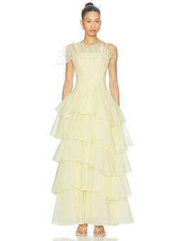 Aje - Sonnet Women's Tiered Ruffle Chiffon Maxi Gown Yellow