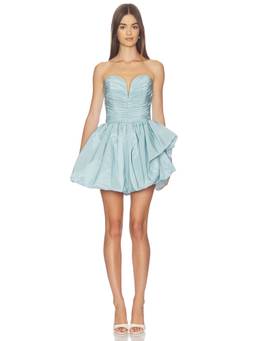AKNVAS - Cocktail Women's Strapless Ruched Corset Mini Dress Blue