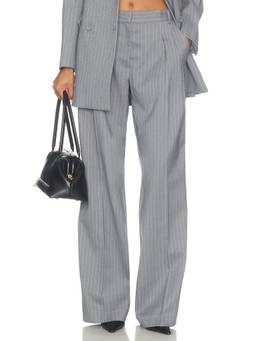 AKNVAS - Rune Pinstripe Women's Mid-Waist Wide-Leg Trousers Grey