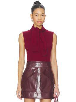 AKNVAS - Cashmere Wool Blend Women's Sleeveless Scarf Neck Top Burgundy