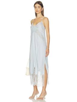 ALLSAINTS - Samia Women's Lace Trim V-Neck Slip Midi Dress Blue