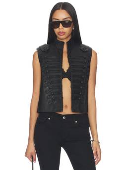 ALLSAINTS - Rummy Women's Hussar Leather Gilet Jacket Black