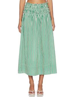 ALLSAINTS - Kali Women's Striped Elastic Waist Maxi Skirt Green