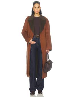 Alemais - Sable Applique Women's Double-Breasted Notched Lapel Coat Brown