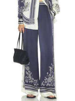 Alemais - Banderra Women's Wide-Leg Satin Palazzo Pants Navy Blue