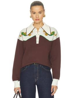 Alemais - Lasso Knit Women's Button Polo Top Brown