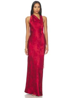 Amanda Uprichard - Sonya Women's Fringe Jacquard Maxi Dress Red