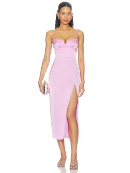 Amanda Uprichard - Lyra Women's Satin Bustier Midi Dress Pink