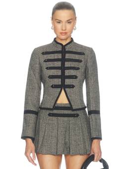 Amanda Uprichard - Fiona Women's Tweed Hook & Eye Blazer Grey