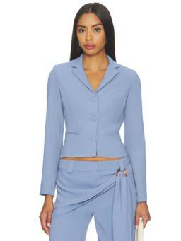 Amanda Uprichard - Christano Women's Tailored Padded Shoulder Blazer Blue