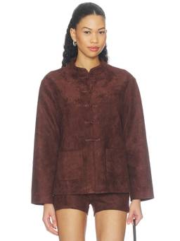 Amanda Uprichard - Brooklyn Women's Faux Suede Frog Closure Jacket Brown