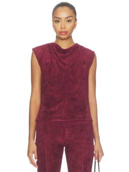 Amanda Uprichard - Freya Women's Faux Suede Sleeveless Cowl Neck Tank Top Maroon