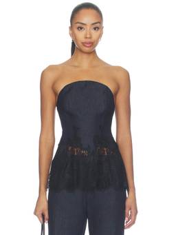 Amanda Uprichard - Romilly Women's Strapless Lace Hem Top Indigo