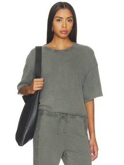 American Vintage - Bepow Women's Baggy Terry Cotton Crop Top Green