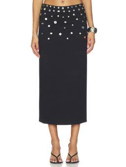 Anonie - Amanda Women's Button Detail Maxi Skirt Black